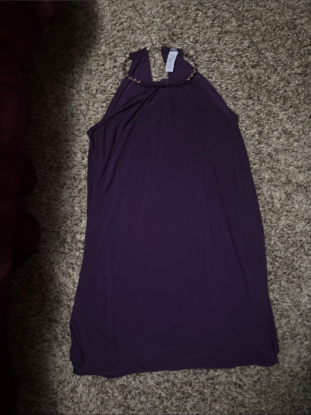 MSK Elegant Amethyst Purple Rope&Chain Halter Top with Back Cutout Midi Dress